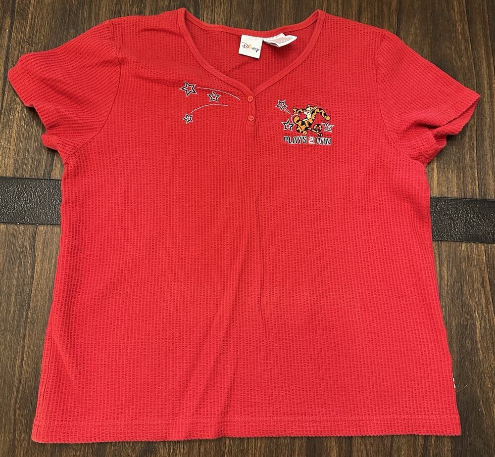 Vtg Disney Tigger Plays 2 Win Two Button-Shirt Women’s Large
